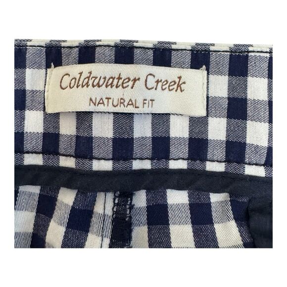 Gingham Cropped Pants, Checkered Ankle Trousers, Navy and White, Career Casual - Picture 4 of 8